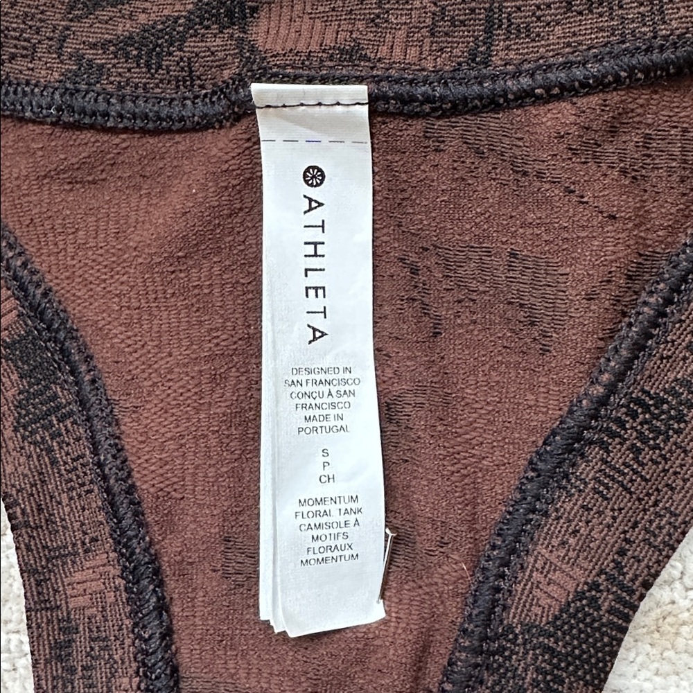 Like New: Athleta Momentum Floral Tank Top Seamless Racerback Brown Small - Picture 11 of 14
